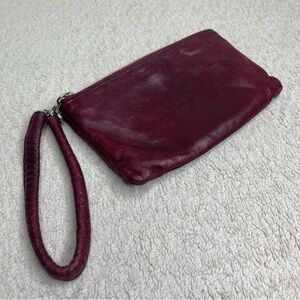 HOBO Maroon Leather Zipper Wristlet-3 Pocket-Classic-Y2K-Casual-Original-00s